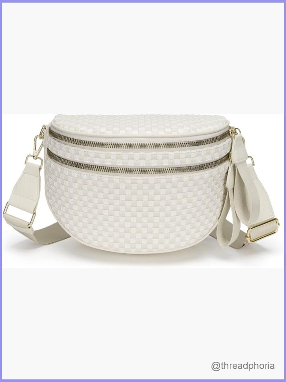 Hand-Woven Vegan Leather Crossbody Bag Adjustable Strap Travel